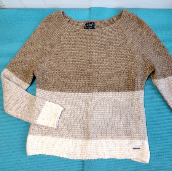 Abercrombie & Fitch Pullover Sweater Tan Cream Size S - Picture 5 of 9